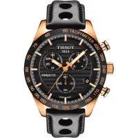 在飛比找momo購物網優惠-【TISSOT 天梭】PRS516 三眼計時手錶-黑x玫塊金