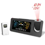 Electronic Projection Clock Weather Station Temperature and Humidity Meter Color Screen Weather Forecast LCD Digital Ala