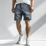 Men's Jeans Denim Shorts Buttons Pocket Gradient Knee Length Outdoor Vacation Casual Vacation Vintage Blue Grey Micro-elastic