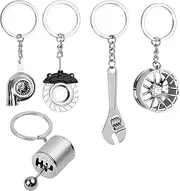 Mini Turbocharger Keychains, 5pcs Car Parts Keychains, Keychain with O-ring Tool Decoration, Turbo Keychain, Auto Parts Metal Key Chain Set, Car Keychain suitable as a Car Fanatic Gift