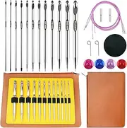 Hobekoee Tunisian Crochet Hooks Set with Cable,12 Size Aluminium Interchangeable Crochet Hook Set Inline Crochet Hooks Afghan Crochet Needles 3mm-10mm