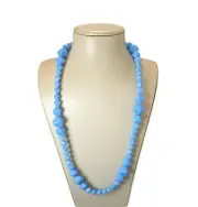 VintageTrifari Lucite 30" Blue Beaded Necklace With Tags