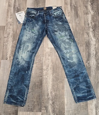PRPS Barracuda Low Rise Straight Leg Couture Washed Button Fly Jeans Sz 32 x 34