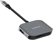 Aluminum Type-C (G1) USB 3.0 Flash Memory Card Reader/Writer With 2-Port Hub - Supports SD, SDHC, SDXC, Micro SD, TF Cards