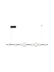 Abacus 8 Light LED Colour-Shifting Linear Pendant in Black with Frosted Opal Glass