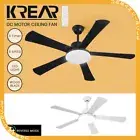 Krear 52" Ceiling Fan with Light DC Motor Remote Control 6 Speed 5 Wooden Blades