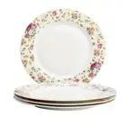 Gracie China Coastline Imports Cream Rose Chintz Set 4 Dinner Plates, 10.5-Inch,