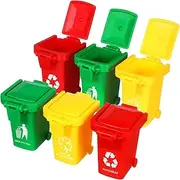 FUNNETOYU 6Pcs Educational Trash Sorting Color Garbage Classification Bins with Wheels Fun Learning Activity for Early Cognitive Development Birthday Present for Boys