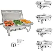 Stainless Steel Chafing Dish Buffet Chafer Set with Foldable Frame Water Trays, 3 * 1/3 Size Pans Portable Serve Food Warmer, for Wedding, Parties, Banquet, Catering Events