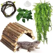 Hamiledyi Reptile Hideout Wooden Bridge Hiding Hut 4Pack Bearded Dragon Hide Cav