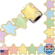 Whaline 32.8ft Star Bulletin Board Border Pastel Color Star Die-Cut Rolled Bo