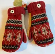 NWT ~ McMittens ~ HANDCRAFTED MITTENS FROM PRE-LOVED WOOL SWEATER ~ FABRIC LINED