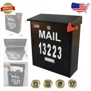 Large Capacity Locking Mailbox - Waterproof Stainless Steel, Modern Black Design
