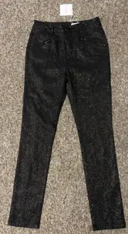 sass and bide Black Gold Metallic Skinny Leg Stretch Pant Pockets 26/8
