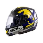 【SOL HELMETS】SM-3可掀式安全帽 (原子動力_黑/黃藍) ｜ SOL安全帽官方商城