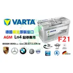 德國製華達VARTA AGM LN4 31CM汽車電瓶/F21 80AH 賓士BMW保時捷 奧迪南桃園電池 可分期
