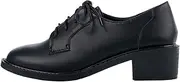 [Generic] All-Match Round Toe Women's Soft Sole Mid Heel On Heels Casual Female Sneakers Dress Flats Women Oxfords Preppy Leather New Retro
