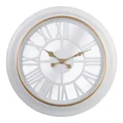 Unbranded Wall Clock 18"x18" Plastic Round Mechanical Analog Vintage in White