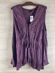 Torrid Floral Lace Top Women's Size 3XL 22/24 Purple Stretch
