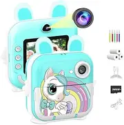 CATGIFF Children's Camera Instant Camera, 1080P HD Children's Digital Camera, 3 Volumes Printing Paper, 32G Card, Camera Children Instant Print, Children's Toy Gifts for Boys & Girls from 3-12 Years