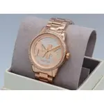 MICHAEL KORS RITZ 水鑽圈 鑲水晶錶盤 玫瑰金色不鏽鋼錶帶 石英 女士手錶 MK6863