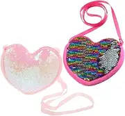 [Healeved] Adorable Heart Shaped Handbag for Toddlers Girls Pearl Bag Sequins Fashionable Boys and Girls Bag