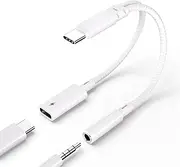 Black USB Type C to 3.5mm Headphone Jack and Charging Adapter for Phone 16 15 Pro Max, Galaxy S24 S23 S22, Pixel Ultra, Pad Pro, USB C Books (Black)