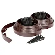 2x Flexible Plastic Lawn & Path Edging 20m x 4cm Brown Garden Grass Edge Border