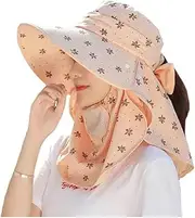 [ievei] Sun Hats for Women UPF 50+ Breathable Sun Hats with Detachable face mask and Neck Clamshell Wide-Brimmed Fisherman's hat for Fishing treks-01 Pink, Pink, One Size