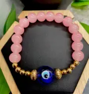Handmade Beaded Stackable 7" Plus Stretch Bracelet New Evil Eye A4917