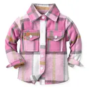 Nevenka Kids Plaid Shirt for Boys Fashion Long Sleeve Button Down Top-Peach