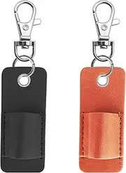 2 Pieces Pen Lanyard Holder, Pen Holder for Lanyard Pen Holder for Clipboard with Clip PU Leather Exquisite Workmanship Anti-lost Leather Pen Holder for Badge Clipboard (Black and Brown)