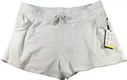 DKNY Workout Shorts Womens size XL Relaxed Fit White Terry Cloth Pull on New