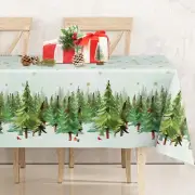 Anydesign Christmas Tablecloth Watercolor Pine Tree Fabric Table Cloth Rectangle