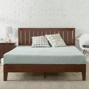 Zinus Timber Solid Wood Platform Queen Size Bed Frame Mattress Base Wooden Pine