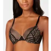 Calvin Klein Siren Lace Lightly Lined Full Coverage Bra Black Size 32DD