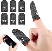 Ptwola 6 Pieces Gaming Finger Sleeves Anti Sweat Gaming Thumb Sleeve Silver Fiber Thin Mobile Finger Protectors Smooth Feel Gamer Gloves Accessories for Most Touchscreen Devices Tablet Phone