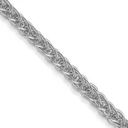 14K White Gold 22 Inch 2mm Semi-Solid 3-Wire Wheat With Lobster Clasp Chain