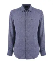 Emporio Armani Guru Collar Chambray Shirt S,XL,L,M,XXL,XXXL Purple