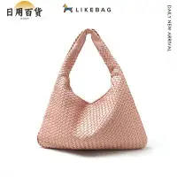 在飛比找Yahoo!奇摩拍賣優惠-Likebag 時尚編織包 女生包包 托特包 提袋 皮革編織