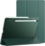JETech Case for Samsung Galaxy Tab S10 FE / S9 FE 10.9-Inch, Slim Translucent Back Tri-Fold Stand Protective Tablet Cover, Support S Pen Charging, Auto Wake/Sleep (Midnight Green)