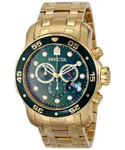 Invicta Pro-Diver Chronograph Green Dial IP Bezel Analog 200M INV0075 Mens Watch
