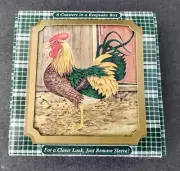 Vintage 1996 Yesterboard Cork Backed Coasters & Holder Set of 6 Rooster