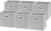 SimpleHouseware 11 Inch Foldable Storage Cubes with Handle, 6 Pack, Grey