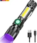 3 in 1 Rechargeable UV Light Torch, Black Light Torch Flashlight with Sidelight