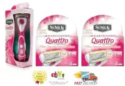 9 Schick Quattro Razor Blades 8 Refill Cartridge Shaver Bikini Trimmer TrimStyle