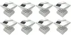 Set of 8 Silver Color Square Solar Light Post Cap 4x4 PVC Fence Style 246SX8