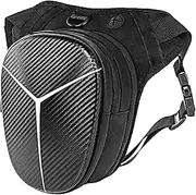 Waterproof Hard Shell Leg Bag for Bike & Motorcycle Riding - Crossbody Messenger Bag with Pockets, Black Diagonal Check, Unisex (Black Diagonal Check)