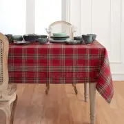Solino Home Rectangle Linen Tablecloth for Christmas Party, Classic Tartan Plaid