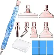 Praise V Do Diamond Painting Art Sticky Drill Dot Pen Stylus Kits Set Accessories Tool with Rose Gold Metal Steel Tip Nib Grid Multiplacers for Diamond Painting Nail Gem Art Lt Blue